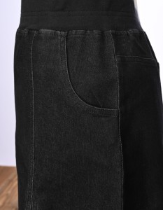 Godet Black Denim Skirt